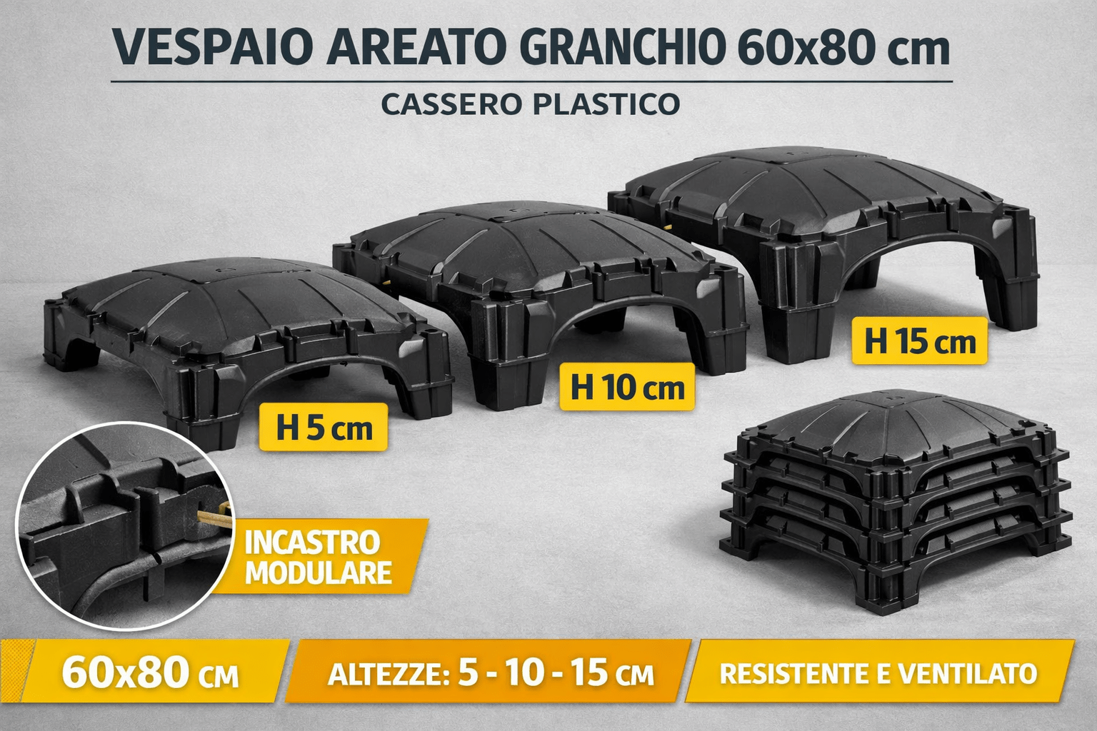 Vespaio Areato Granchio 60x80 cm Cassero Plastico Altezza 5 10 15 cm - Lemag srl