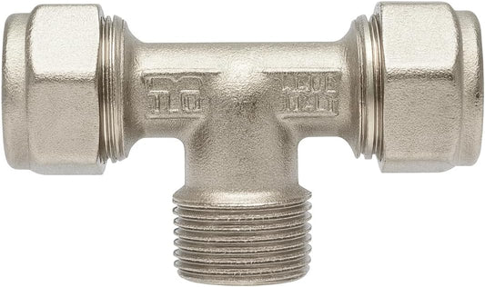 Raccordo a T Femmina a Compressione 20x20x3/4" Ottone Nichelato - Lemag srl