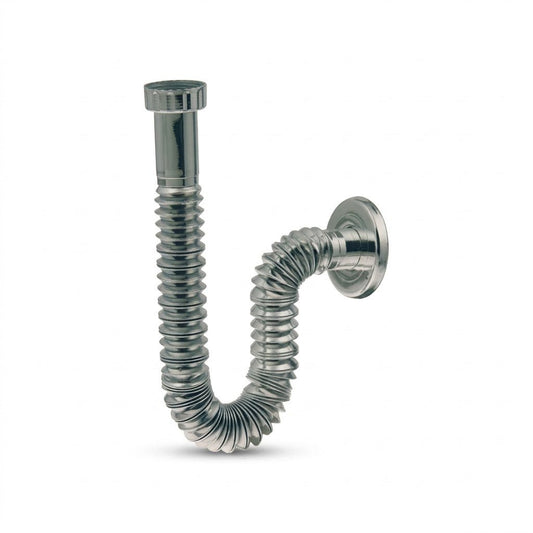 Sifone Flessibile Estensibile 1 Pollice x 26 mm con Rosone Cromato - Si Adatta agli Scarichi Non Allineati - Per Lavabo e Bidet - Installazione Senza Tagli - Lemag srl