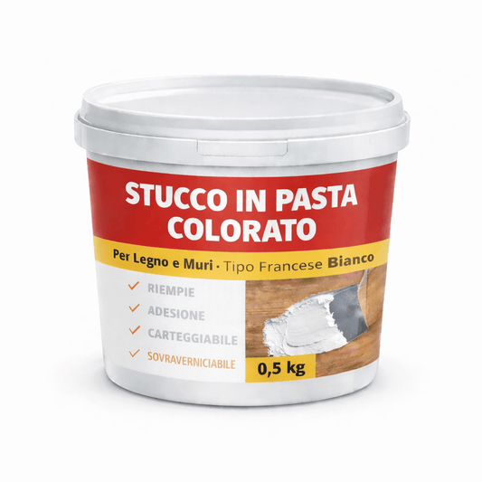 Stucco in Pasta Colorato Tipo Francese per Legno e Muri – Alto Potere Riempitivo – Carteggiabile a Secco – Sovraverniciabile ad Acqua e a Solvente – Vari Colori - Lemag srl