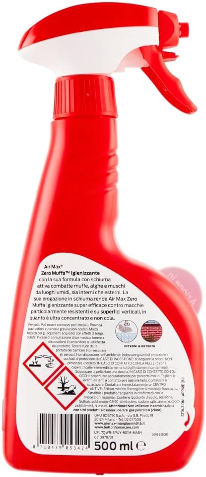 Air Max Zero Muffa 500 ml – Per Interni & Esterni – Rimuove Muffa, Funghi e Alghe – Lemag srl - Lemag srl