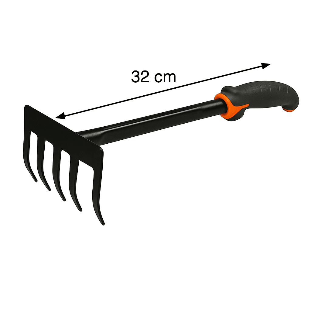 Rastrello Giardino 6 Denti Metallo 32 cm – Attacco Universale per Terriccio Lemag - Lemag srl