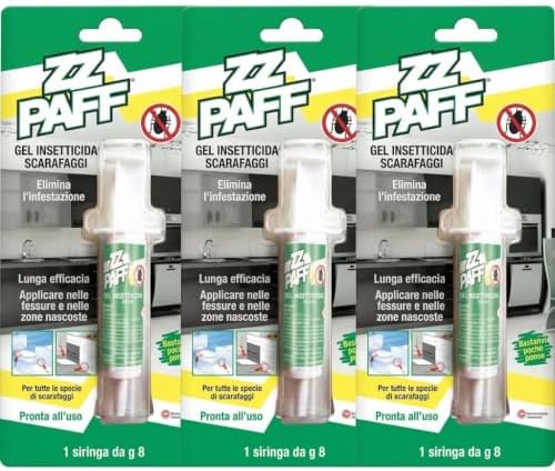 Insetticida Gel Scarafaggi e Blatte – 3 Siringhe da 8 g – Esca Pronta Uso Acetamiprid, Attrae Fino a 1 Metro - Lemag srl