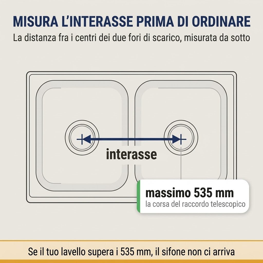 Sifone per Vasca da Bagno 1 Pollice e Mezzo x 40-50 mm - Profilo Ribassato per lo Spazio Sotto la Vasca - Uscita Adattabile ai Due Diametri Piu Diffusi - Lemag srl