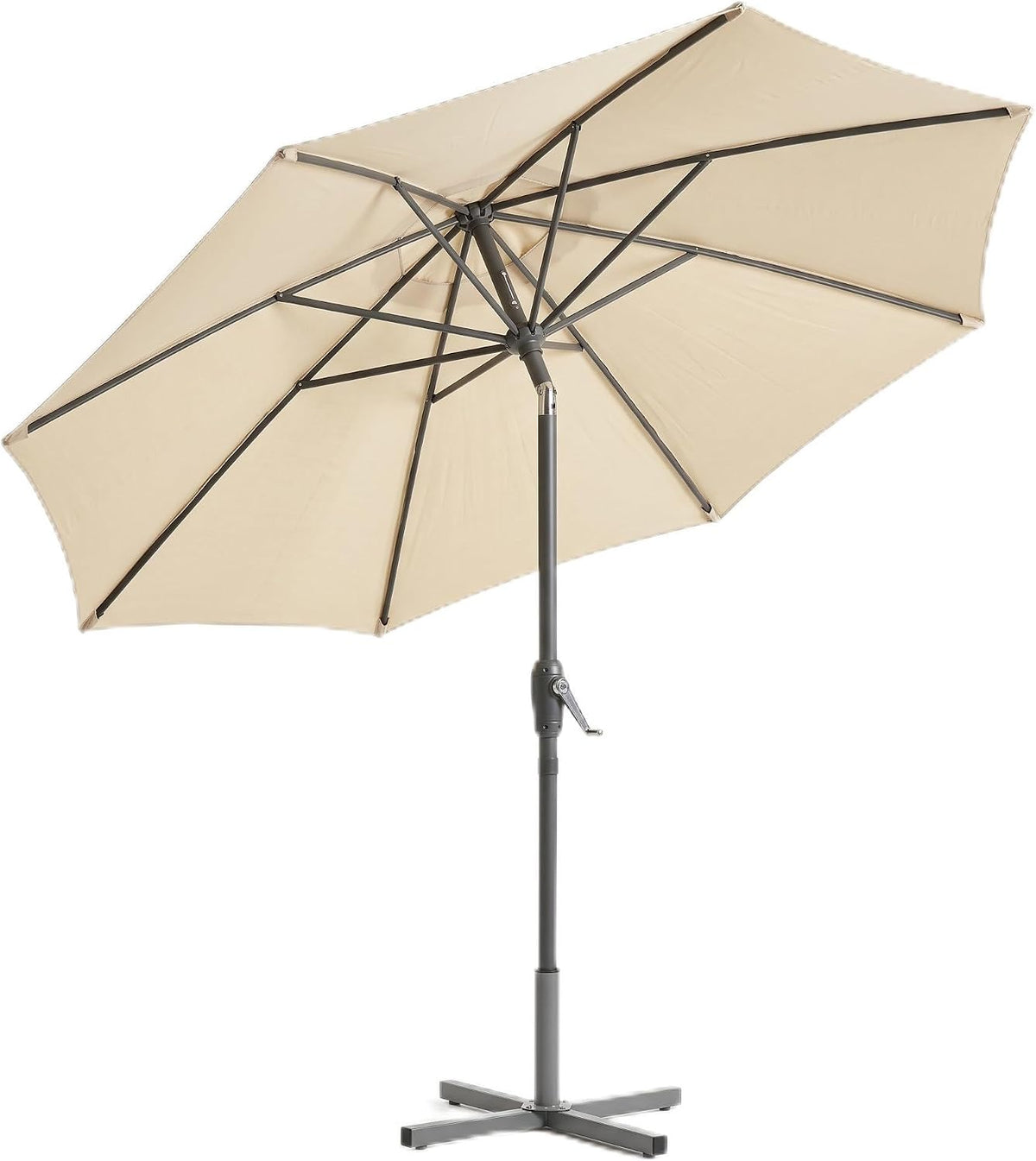 Ombrellone da Giardino Ø 2,5 m con Manovella – Parasole Tondo per Terrazzo e Esterno con Palo in Acciaio Robusto – Apertura Facile – Disponibile in Ecrù Verde e Marrone | Made in Italy - Lemag srl