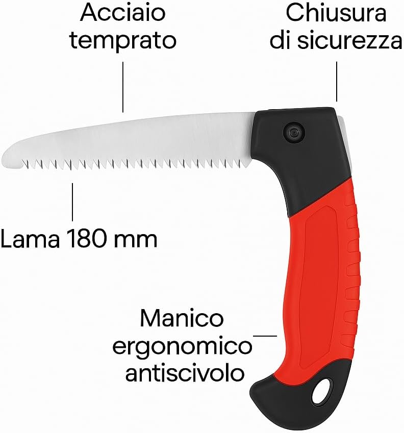 Segaccio Serramanico 180 mm – Lama Acciaio Temperato Pieghevole Potatura - Lemag srl