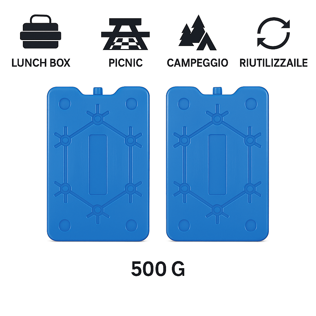 Tavolette Ghiaccio LEMAG 2x500g Riutilizzabili per Borsa Frigo, Lunch Box e Viaggi - Lemag srl