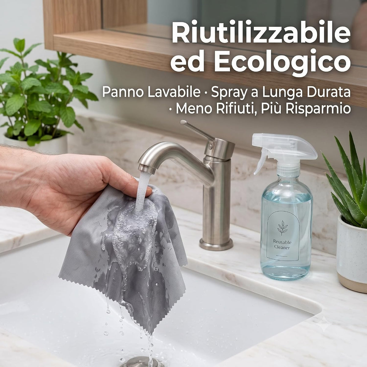 Panno in microfibra lavabile del kit pulizia occhiali sotto l'acqua per un utilizzo ecologico e duraturo.