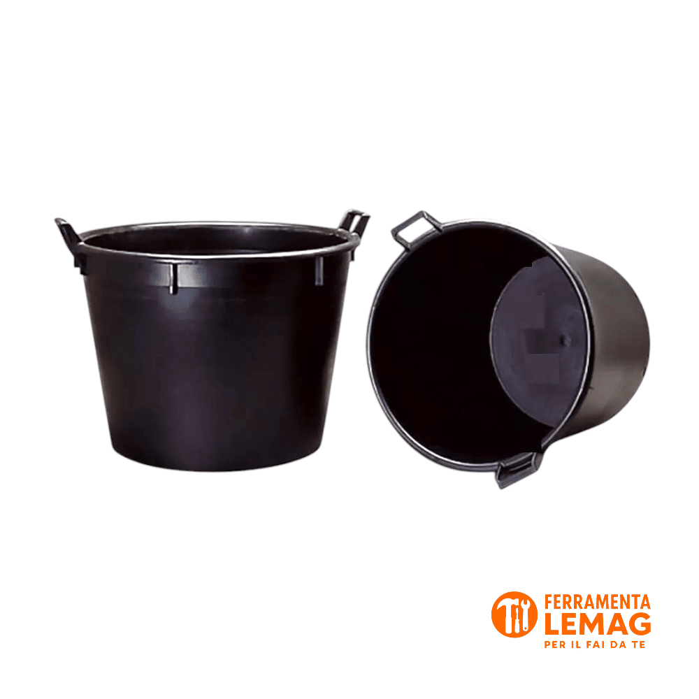 Mastello in Plastica Nero 45L con Manici – Tinozza Multiuso per Giardino, Olive - Lemag srl