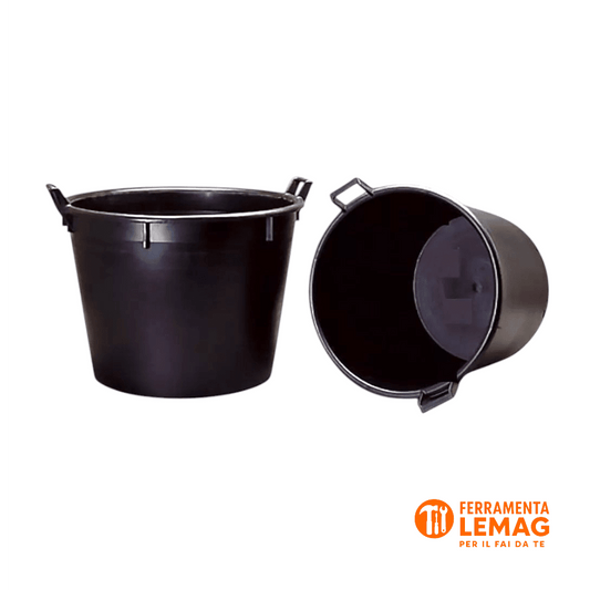Mastello in Plastica Nero 45L con Manici – Tinozza Multiuso per Giardino, Olive - Lemag srl