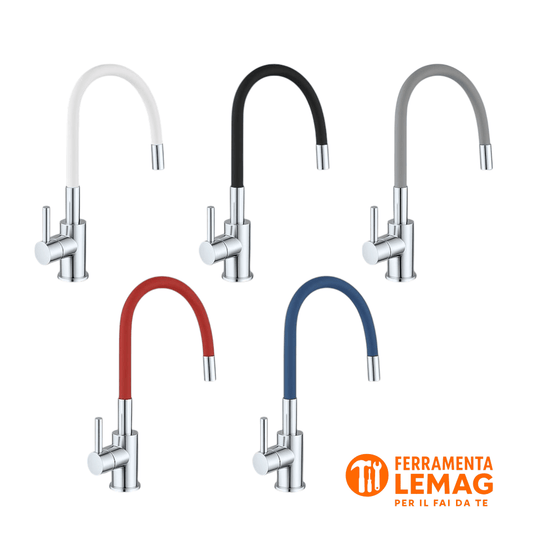 Miscelatore Lavello Flessibile con Canna in Gomma SNAKE Nero - Lemag srl - Lemag srl