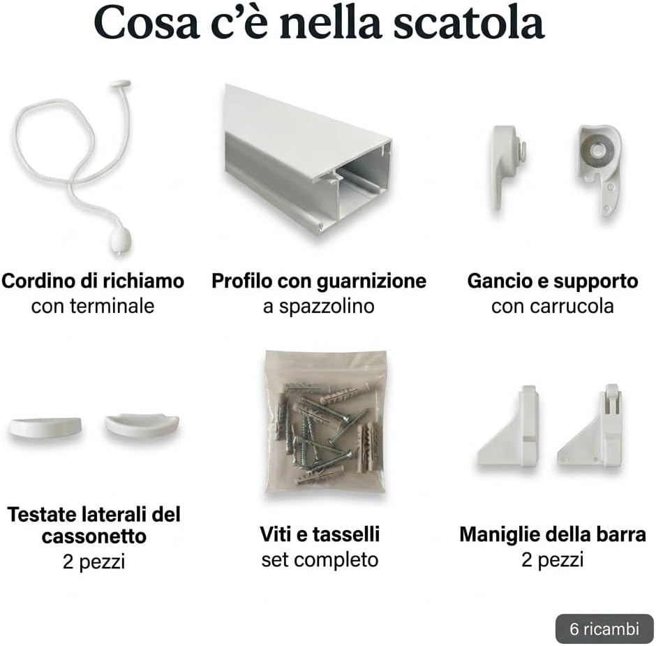 Kit Ricambi Zanzariera a Rullo 7 Pezzi Spazzolino Cordino Maniglie - Lemag srl