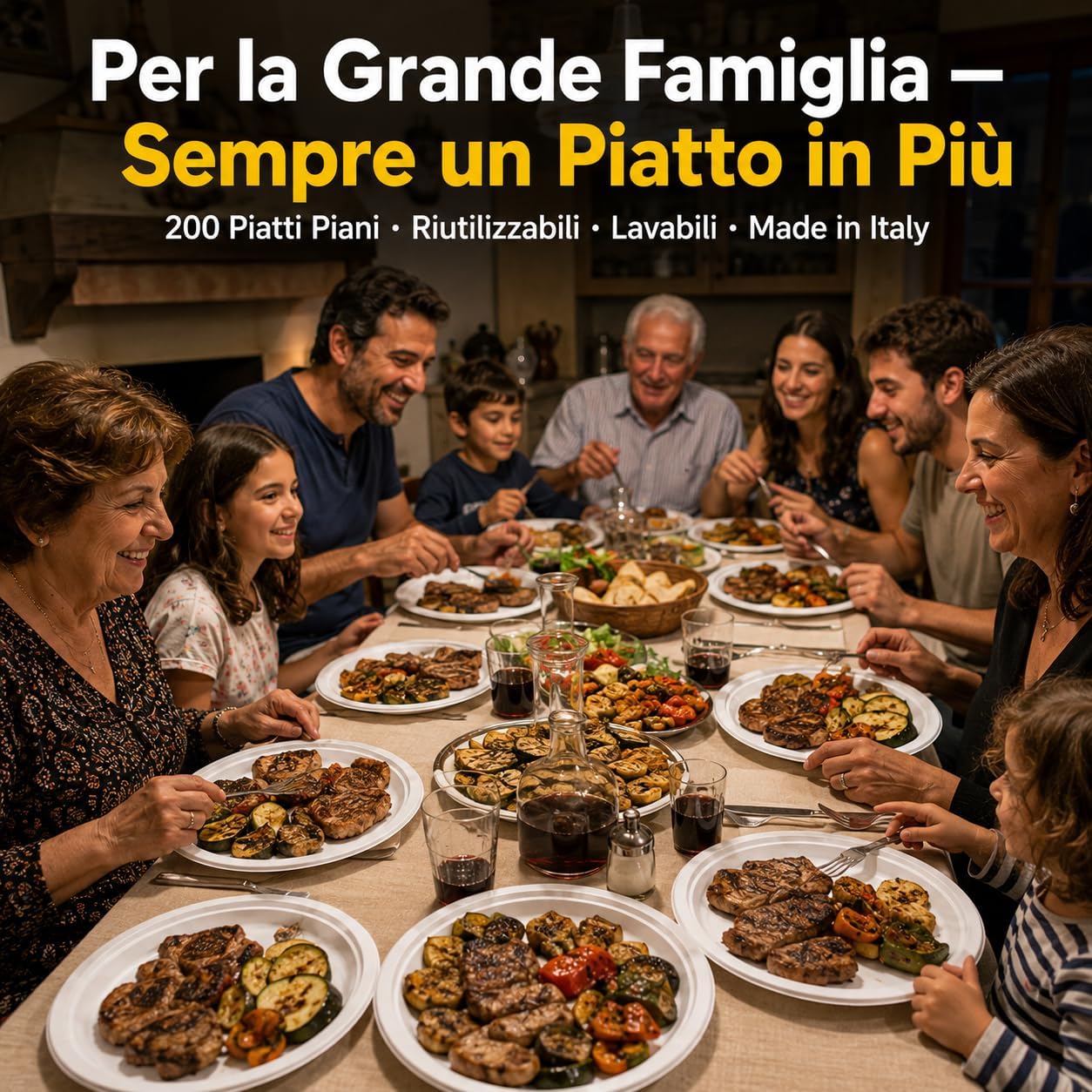 200 Piatti Piani Riutilizzabili – 10 Conf. × 20 pz | Resistenti e Impilabili | Secondi Pizza Antipasti Buffet | Sagre Feste Famiglia Ristorante | Made in Italy - Lemag srl