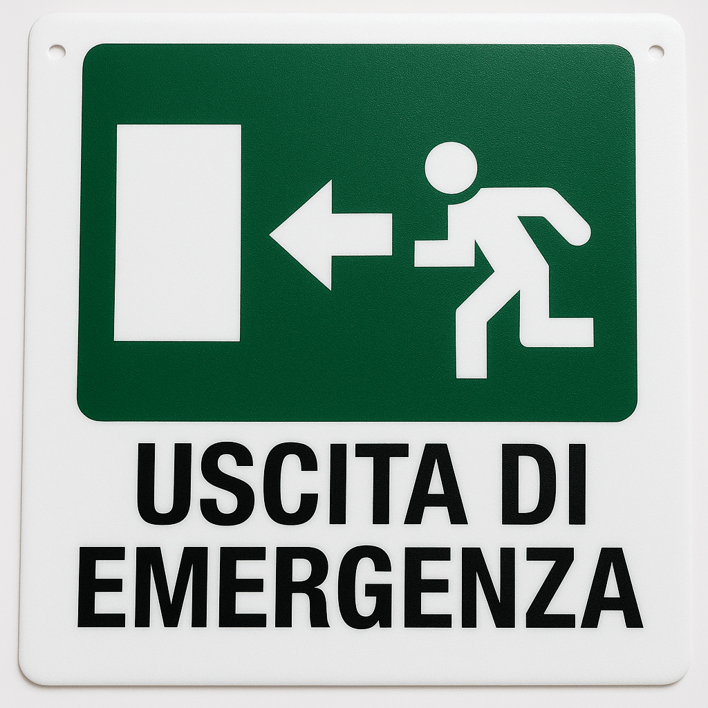 Cartello Uscita di Emergenza 33x40 cm Segnaletica di Sicurezza Fotoluminescente - Lemag srl