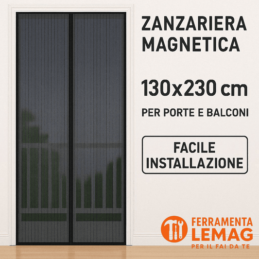 Zanzariera Magnetica Grigia 130x230 cm per Porte e Balconi - Facile Installazione - Lemag srl