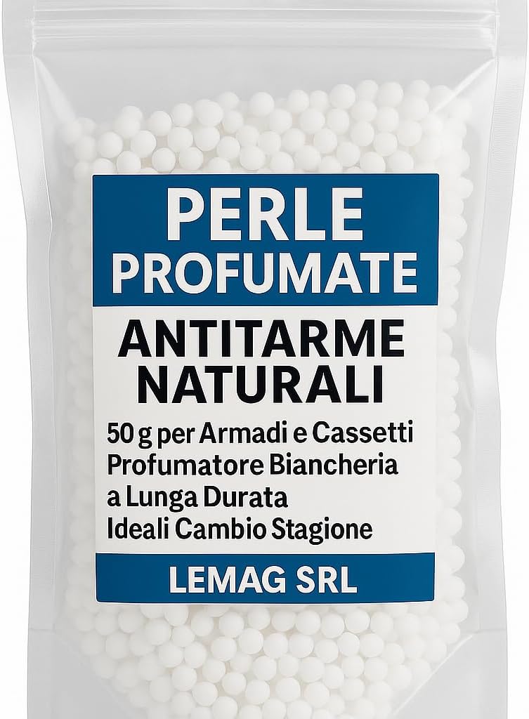 Perle Profumate Antitarme Naturali 50 g per Armadi e Cassetti – Profumatore Biancheria a Lunga Durata – Ideali Cambio Stagione – Bastano Poche Palline - Lemag srl