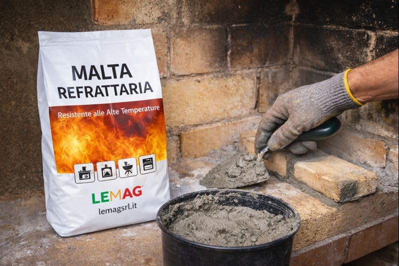 Malta Refrattaria 1 Kg – Cemento Resistente Alte Temperature per Stufe, Camini, Forni e Barbecue – LEMAG SRL - Lemag srl