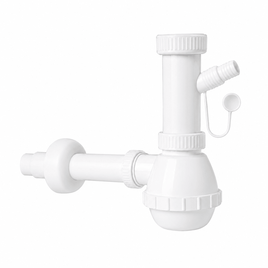 Lavello Cucina 1 Via "Francia" con Attacco Lavatrice – 1"1/2 | Scarico Ø32/40 mm | Sifone Cucina con Presa Lavatrice Anti - Odore | Installazione Fai da Te - Lemag srl