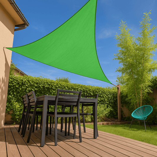 Vela Ombreggiante Triangolare Verde HDPE 180g – 3 Misure – Giardino Esterno UV - Lemag srl