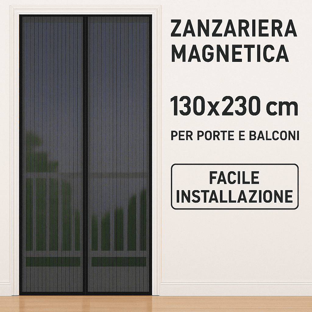 Zanzariera Magnetica Grigia 130x230 cm per Porte e Balconi - Facile Installazione - Lemag srl