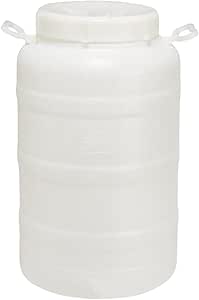 FUSTO CONTENITORE BOCCA LARGA 50 LT. BIANCO PER ALIMENTI CON TAPPO A VITE - Lemag srl
