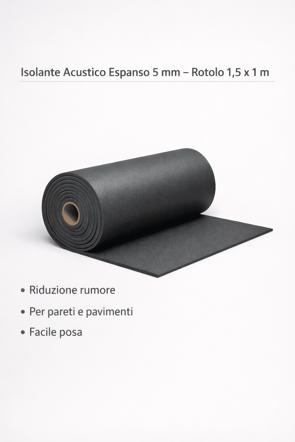 Isolante Acustico Espanso 5mm Rotolo 1,5x1 m Fonoisolante Pareti Pavimenti - Lemag srl