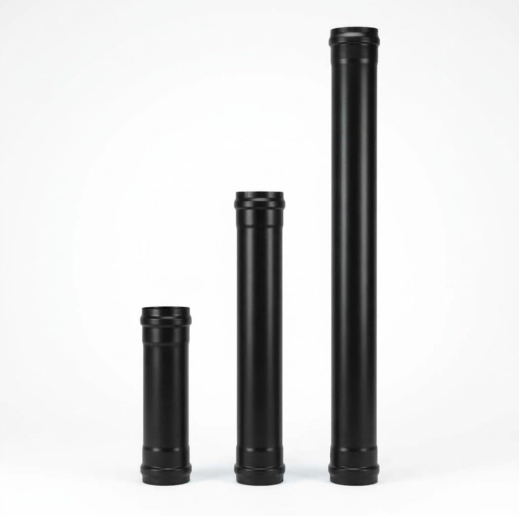 Tubo Stufa a Pellet Acciaio Smaltato Nero Opaco – Ø 80 e 100 mm, 25/50/100 cm – 2 Guarnizioni Incluse - Lemag srl