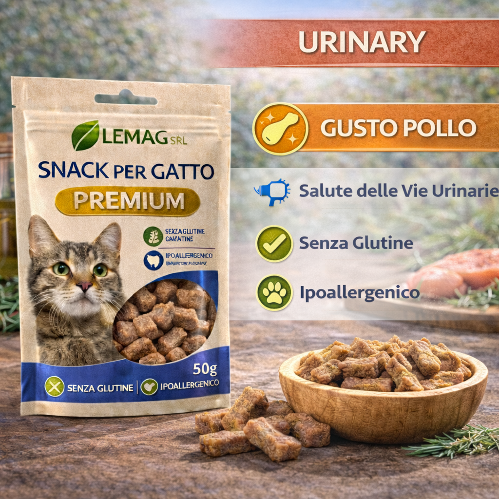 Snack per Gatto Premium 5 Confezioni da 50 g Senza Glutine Ipoallergenico Ricompensa LEMAG SRL - Lemag srl