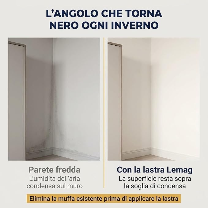 Lastra Sottoparato XPS 3 mm - 2 Lastre, 4 mq - Antimuffa e Anticondensa per Pareti Fredde - Formato Ripiegato 125x80 cm per Spedizione Compatta - Sotto Carta da Parati e Pittura - Lemag srl