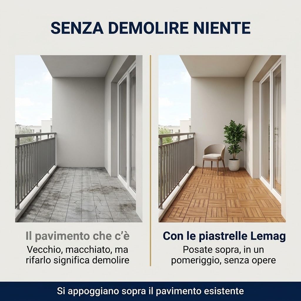 Piastrelle a Incastro per Esterni Effetto Legno 40x40 cm – 12 Pezzi - Lemag srl