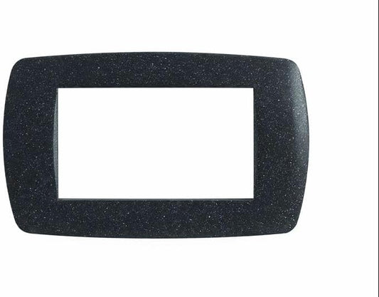 Placca 4 Posti Millennium Nero Flash Compatibile BTicino Living - Lemag srl