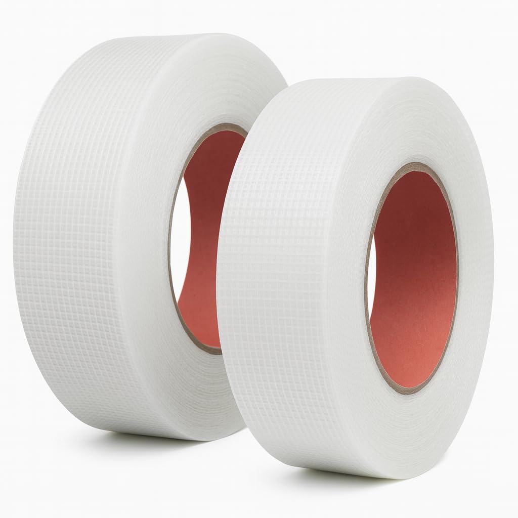 2 x Nastro Permanente in Tessuto di Fibra di Vetro 48 mm x 90 m – Autoadesivo, Resistente agli Strappi – Per Riparazioni, Riempimenti e Fissaggi - Lemag srl