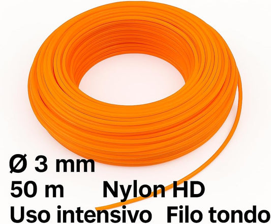 Filo Tondo Nylon 3mm x 50m Lemag per Decespugliatore – Uso Intensivo Erba e Sterpaglia - Lemag srl