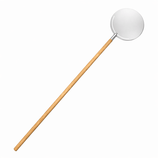 Lemag srl Pala per Pizza Acciaio Inox Liscia Ø 250 mm con Manico in Legno 130 cm – Paletta per Forno a Legna, Gas e Pane – Resistente e Igienica - Lemag srl