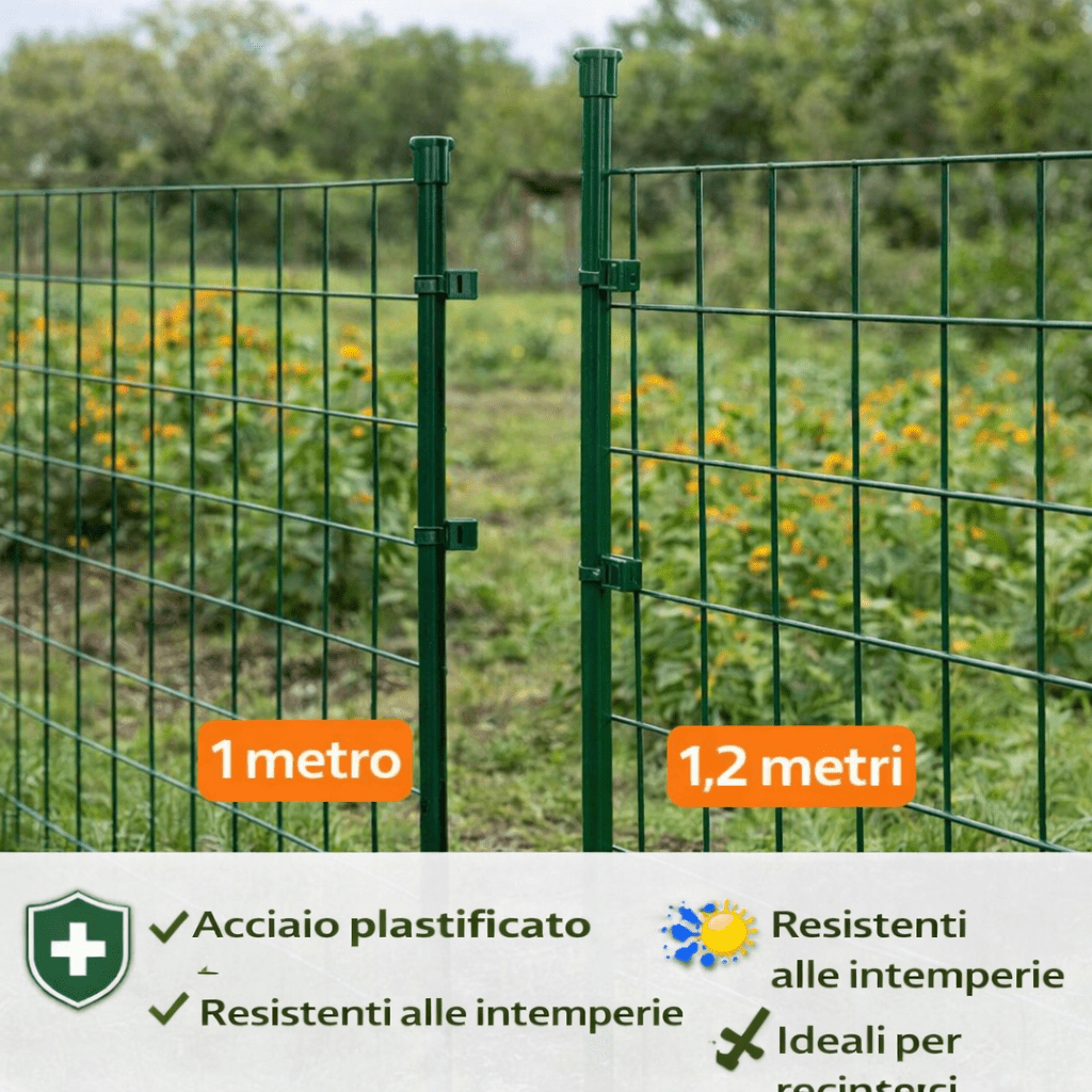 Paletti Recinzione Acciaio Plastificato Verde 1 m / 1,2 m Resistenti - Lemag srl