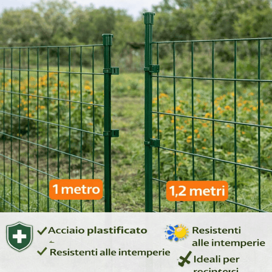 Paletti Recinzione Acciaio Plastificato Verde 1 m / 1,2 m Resistenti - Lemag srl