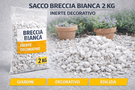 Sacco Breccia Bianca 2 Kg Inerte Decorativo Per Giardino Edilizia - Lemag srl