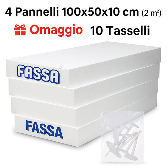 Pannello Polistirene EPS per Cappotto Termico 100x50x10 cm X4 – Isolamento FASSA - Lemag srl