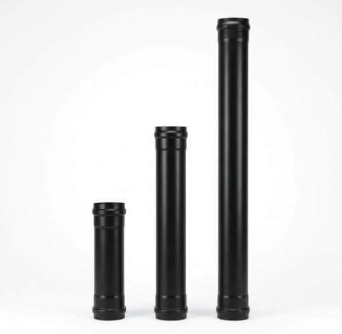 Tubo Stufa a Pellet Acciaio Smaltato Nero Opaco – Ø 80 e 100 mm, 25/50/100 cm – 2 Guarnizioni Incluse - Lemag srl