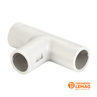 Tee plug - in Salvador Escoda in PVC grigio, diametro 20 mm per tubi rigidi - Lemag srl