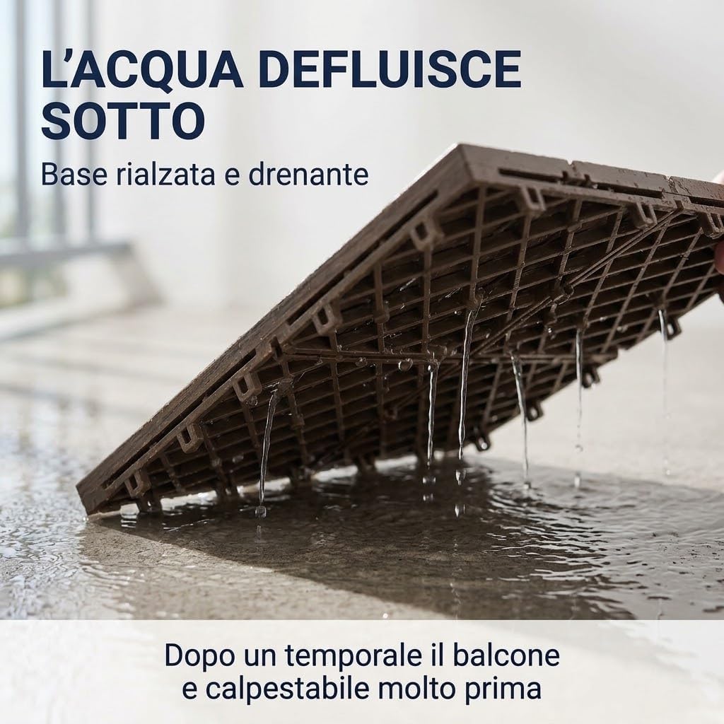 Piastrelle a Incastro per Esterni Effetto Legno 40x40 cm – 12 Pezzi - Lemag srl