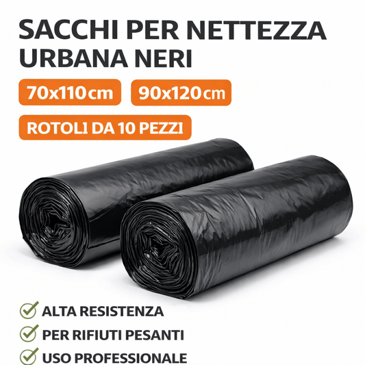 Sacchi Neri Nettezza Urbana 70x110 cm o 90x120 cm Resistenti - Lemag srl