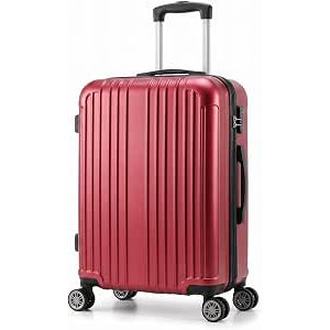 trolley cabina rigido abs Lemag rosso da 32x21x52 cm, bagaglio a mano leggero con ruote removibili per viaggi.