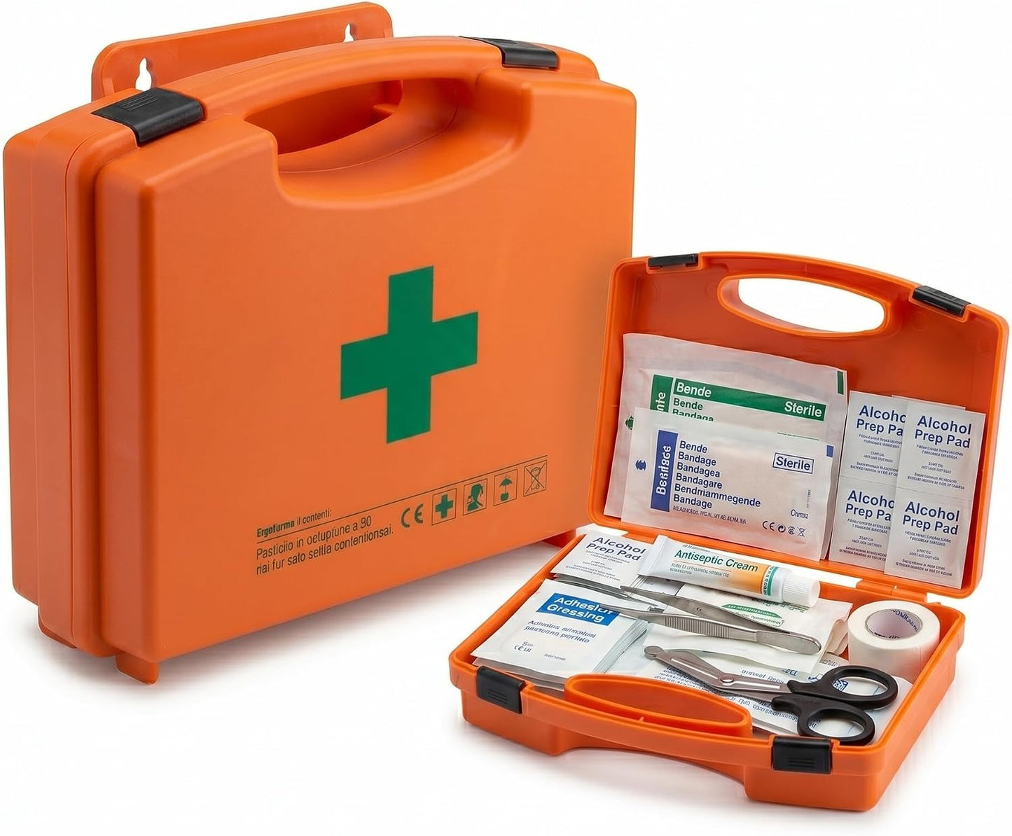 Cassetta Primo Soccorso Gruppo C – Conforme D.Lgs. 81/2008 D.M. 388/2003 – Kit Pronto Soccorso Aziendale per Aziende fino a 3 Lavoratori – Attacco a Parete in Polipropilene | Made in Italy - Lemag srl