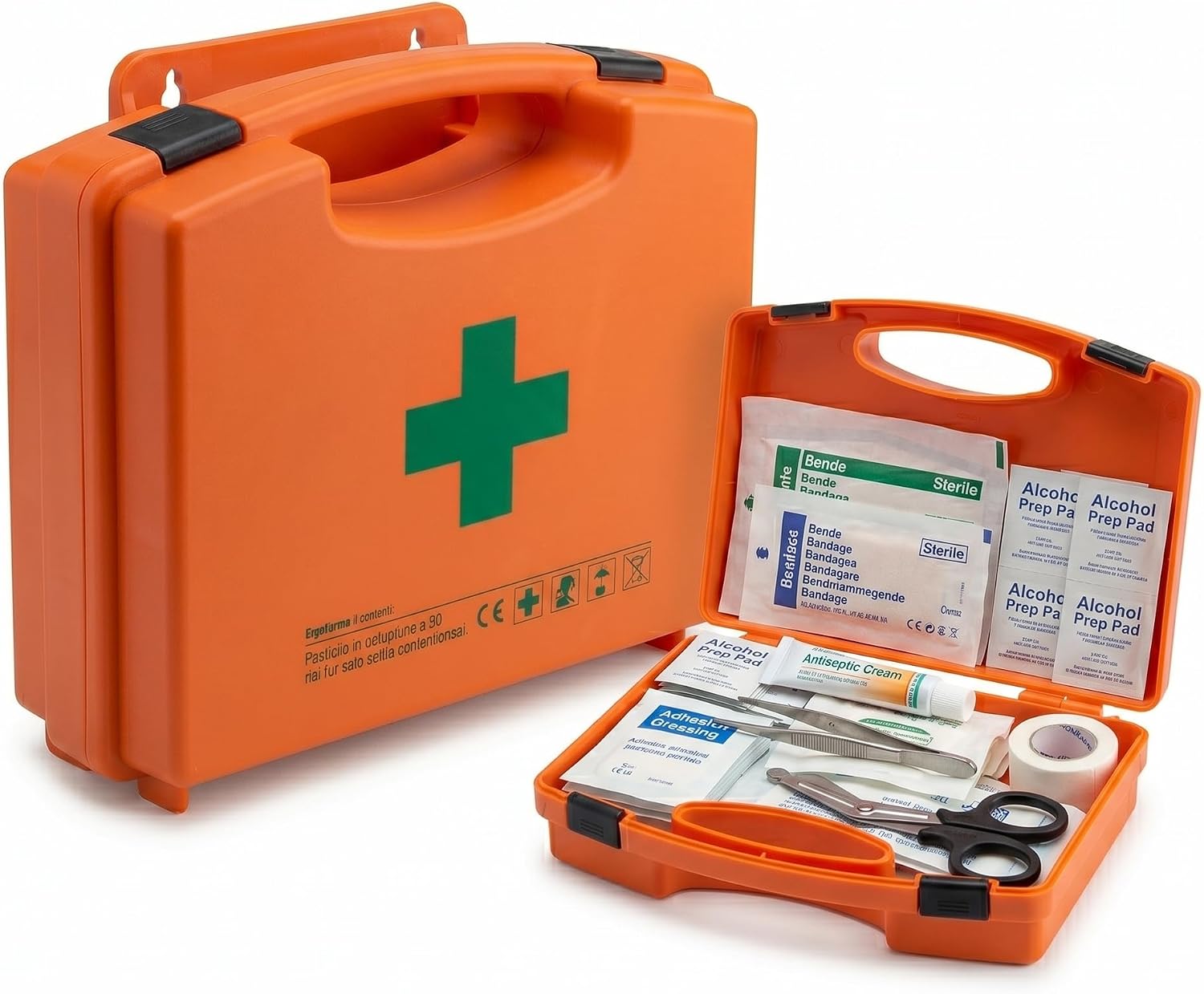 Cassetta Primo Soccorso Gruppo C – Conforme D.Lgs. 81/2008 D.M. 388/2003 – Kit Pronto Soccorso Aziendale per Aziende fino a 3 Lavoratori – Attacco a Parete in Polipropilene | Made in Italy - Lemag srl