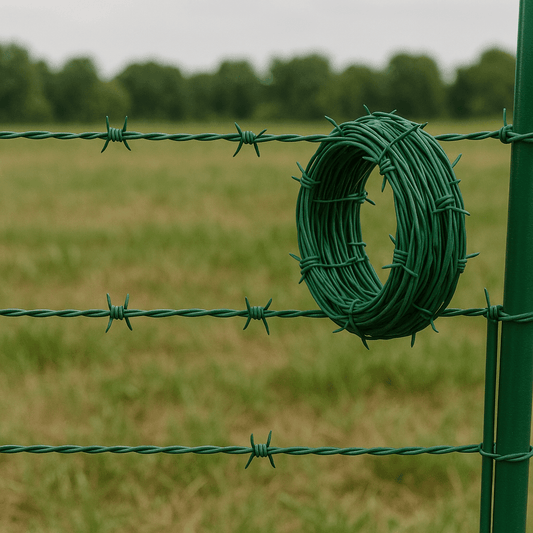 Filo spinato verde plastificato 10 metri, resistente per recinzioni e protezione - Lemag srl