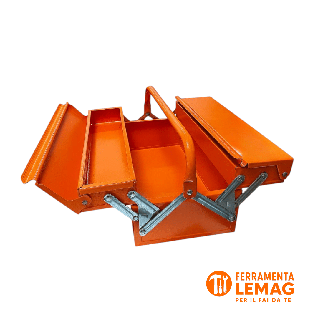 Cassetta Attrezzi Metallo 3 Scomparti 450 mm – Arancione Professionale Lemag - Lemag srl