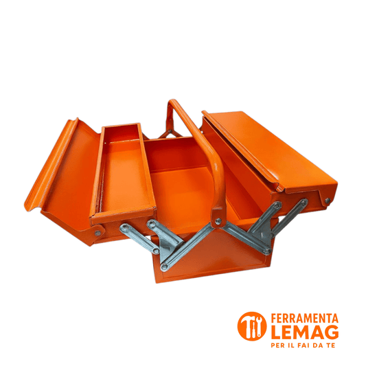 Cassetta Attrezzi Metallo 3 Scomparti 450 mm – Arancione Professionale Lemag - Lemag srl