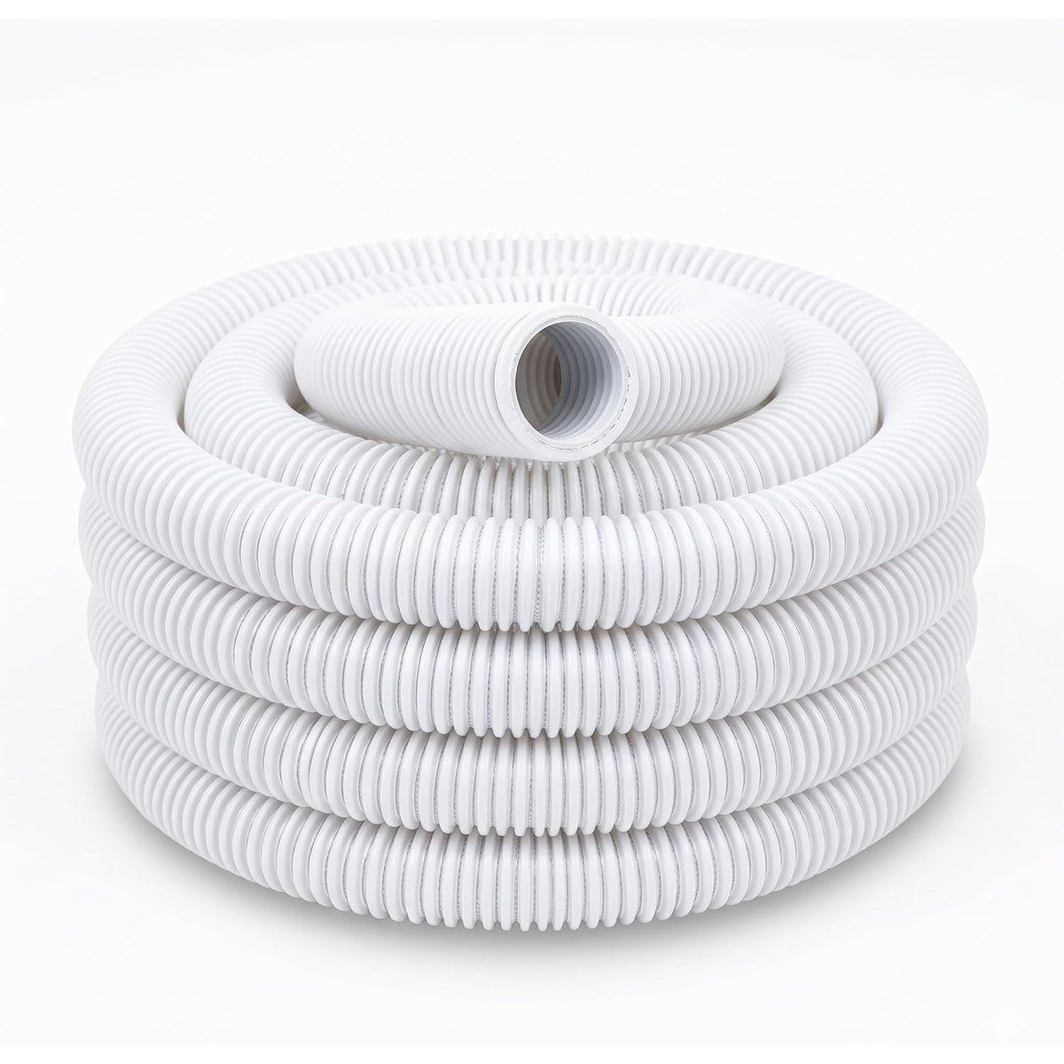 Rotolo di tubo pompa piscina 32 mm flessibile di colore bianco da 3 metri per filtrazione.