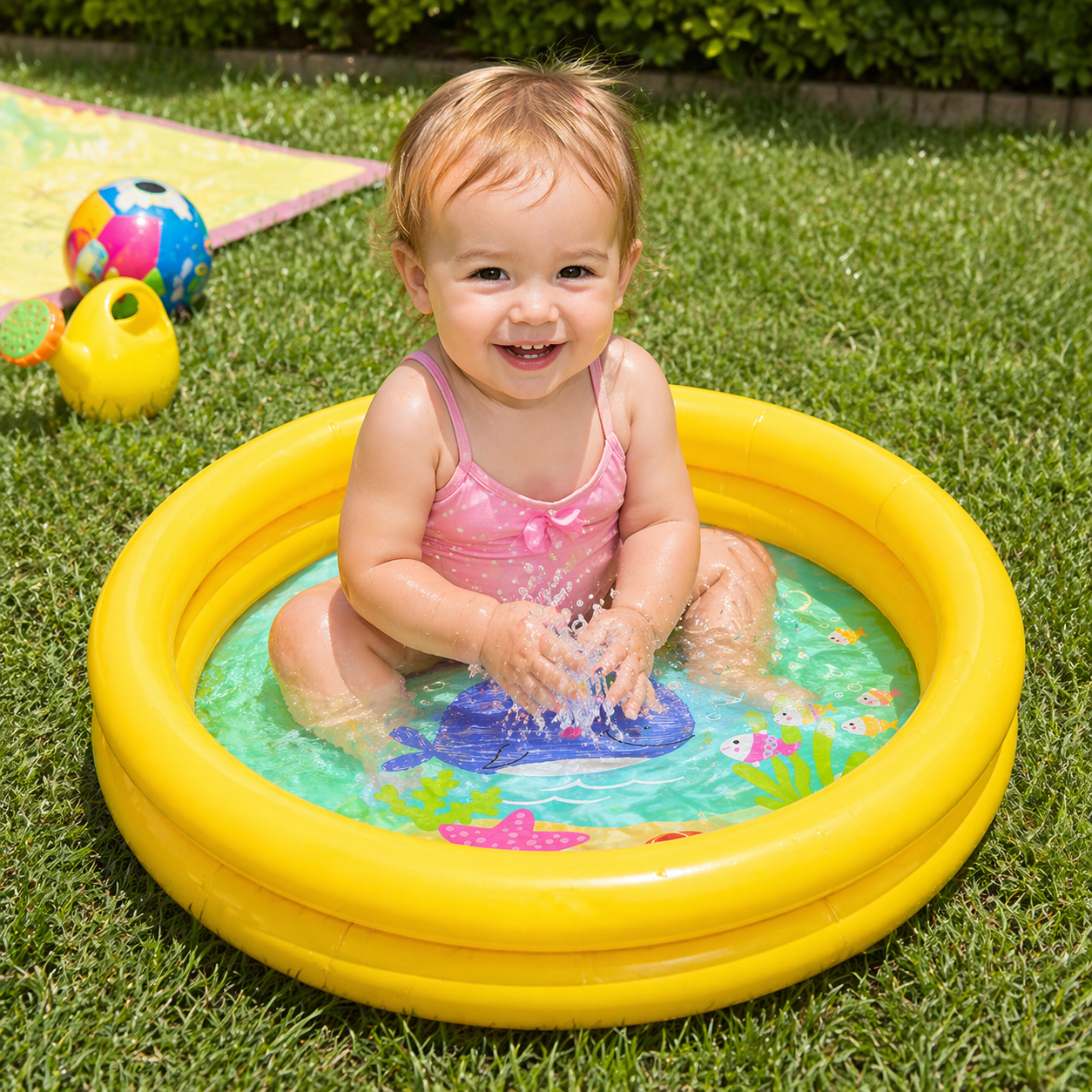 Piscina Baby Gonfiabile Animaletti Ø61x15 cm 2 Anelli - Lemag srl